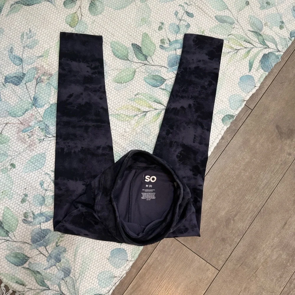 SO Girls Black Gray Tie-Dye Athletic Athleisure Leggings Size Medium
